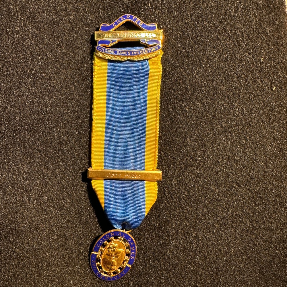 Colonial Dames XVII Century Ribbon Anne Constable Lee John Alden Insignia